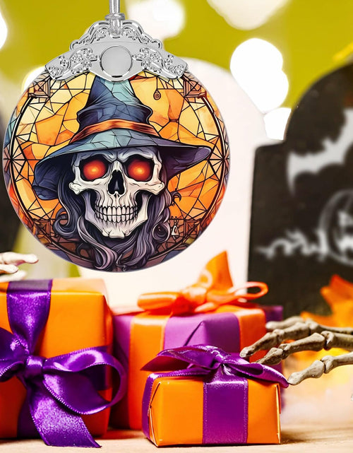 Load image into Gallery viewer, Terrifying Skull Christmas Ornament Stained Glass Holiday Decoration
