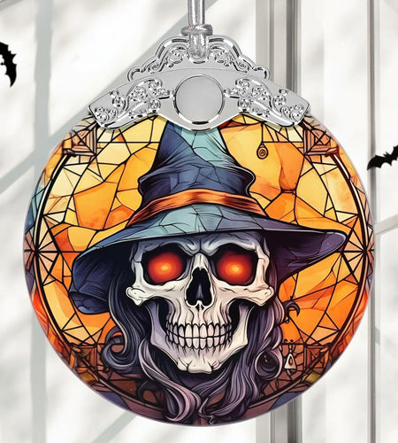 Terrifying Skull Christmas Ornament Stained Glass Holiday Decoration