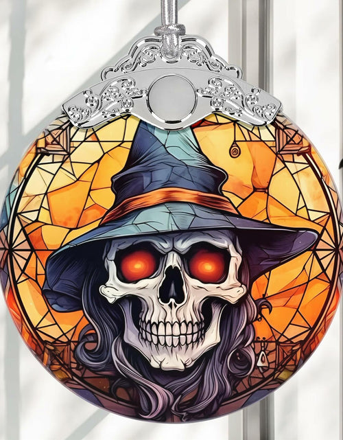 Load image into Gallery viewer, Terrifying Skull Christmas Ornament Stained Glass Holiday Decoration
