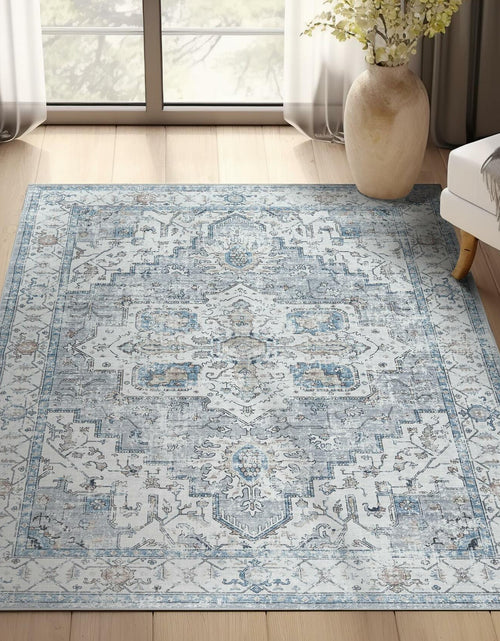 Load image into Gallery viewer, jinchan Washable 3x5 Tribal Area Rug Non Slip Red Blue
