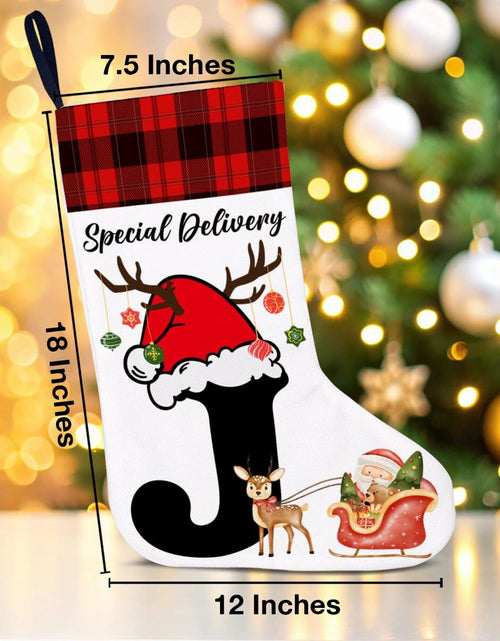 Load image into Gallery viewer, TSUYAWU Letter J Christmas Stocking Holiday Decoration 18x12 Inch
