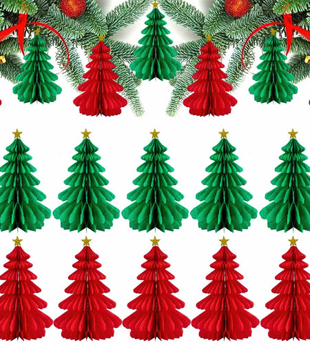 Christmas Tree Honeycomb Paper Pendant Decorations 4 pcs Hanging Ornaments