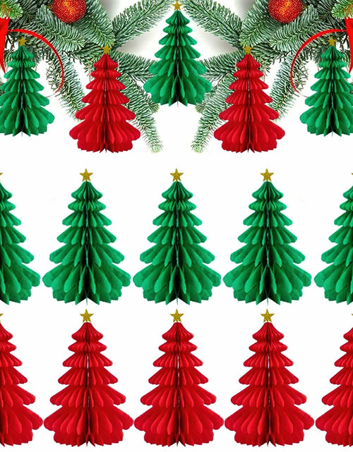Load image into Gallery viewer, Christmas Tree Honeycomb Paper Pendant Decorations 4 pcs Hanging Ornaments
