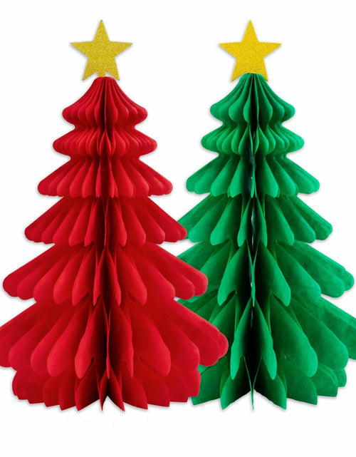 Load image into Gallery viewer, Christmas Tree Honeycomb Paper Pendant Decorations 4 pcs Hanging Ornaments
