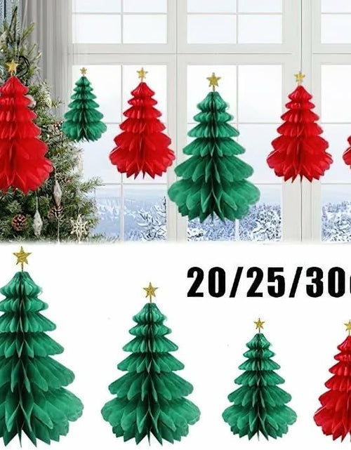 Load image into Gallery viewer, Christmas Tree Honeycomb Paper Pendant Decorations 4 pcs Hanging Ornaments
