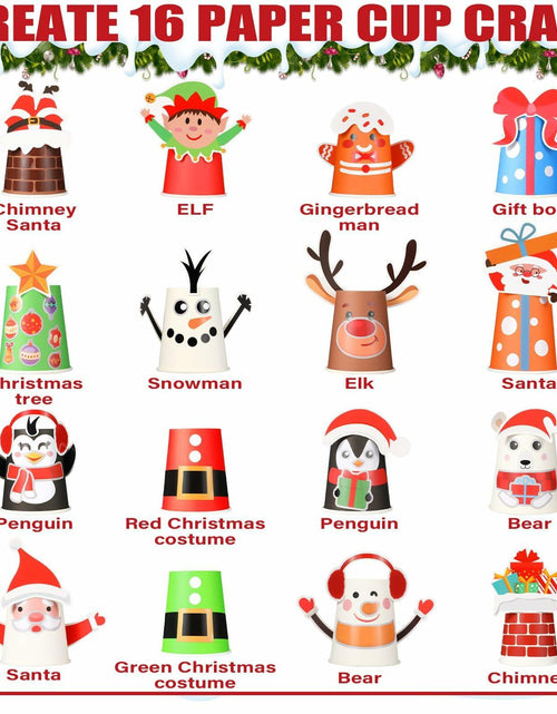 Load image into Gallery viewer, ZOIIWA Christmas Craft DIY Kit 16 Pack Paper Cups Xmas Holiday Supplies
