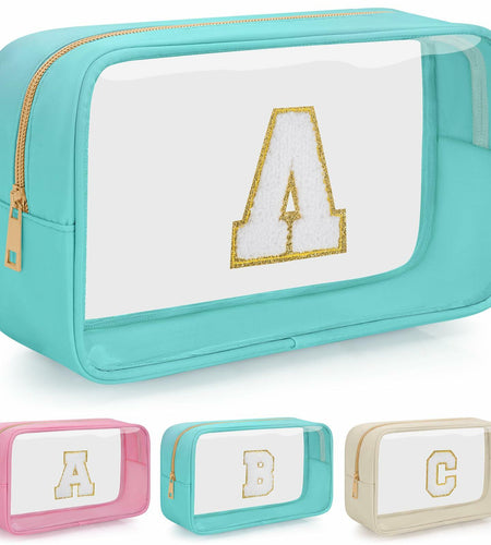 WELIDAY Personalized Initial Letter Makeup Bag V Green
