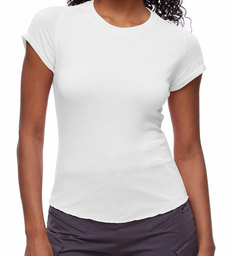 Women's Casual Crop Top T Shirt White Size L Summer Short Sleeve Crewneck