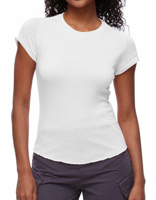Load image into Gallery viewer, Women's Casual Crop Top T Shirt White Size L Summer Short Sleeve Crewneck
