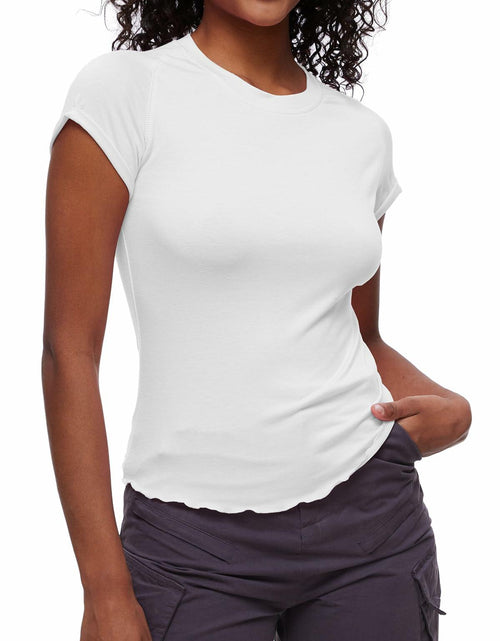 Load image into Gallery viewer, Women's Casual Crop Top T Shirt White Size L Summer Short Sleeve Crewneck
