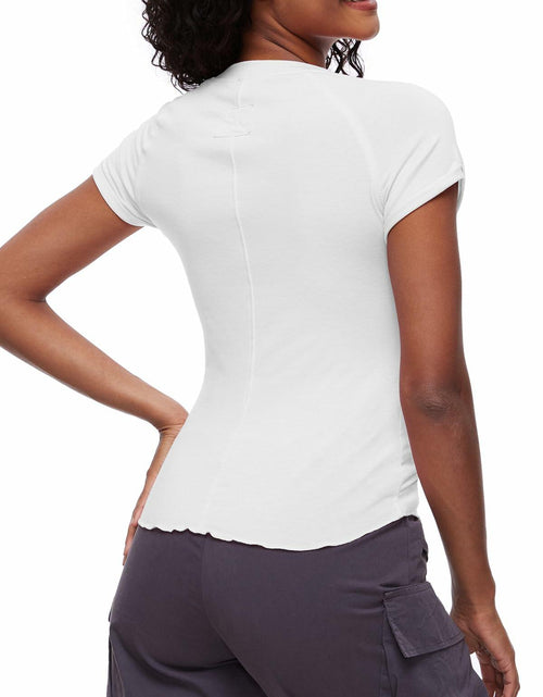 Load image into Gallery viewer, Women's Casual Crop Top T Shirt White Size L Summer Short Sleeve Crewneck
