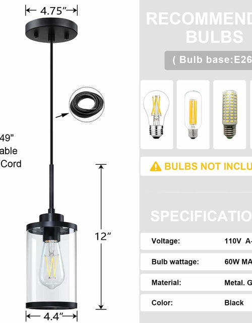 Load image into Gallery viewer, [Like New] RAINLIGHTING 3 Pack Industrial Kitchen Island Pendant Lights Black Clear Grey

