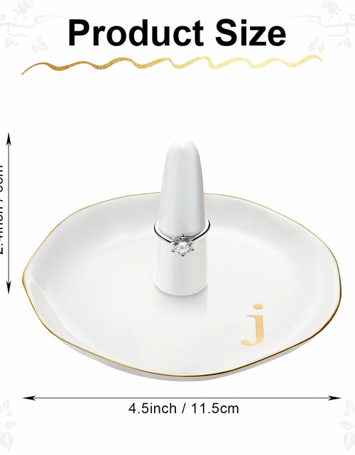 Load image into Gallery viewer, Beeveer Ceramic A-Z Initials Ring Holder Jewelry Tray 4.5x2.4'' White
