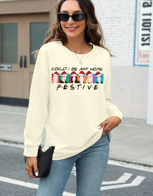 Load image into Gallery viewer, FASHGL Christmas Friends Sweatshirt Women Long Sleeve Apricot
