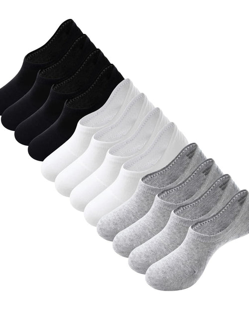 Load image into Gallery viewer, Breslatte No Show Socks Womens Men Soft Cotton Nonslip 6pairs Black Grey White S
