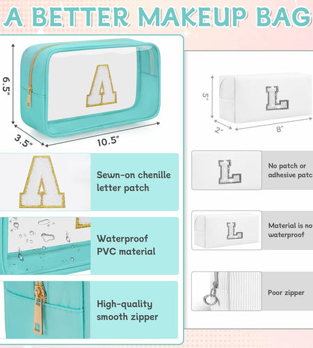WELIDAY Personalized Initial Letter Makeup Bag V Green