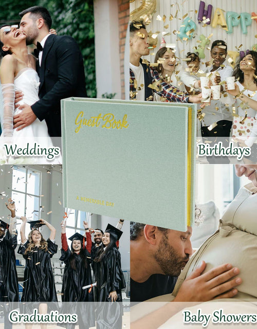 Load image into Gallery viewer, 4 in 1 Wedding Guest Book Linen Cover with Pen, Sign Card &amp; Stickers White
