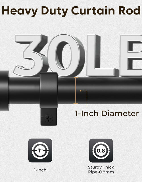 Load image into Gallery viewer, Zeerobee Adjustable Curtain Rod 66-120in Dark Grey Heavy Duty 1 Inch
