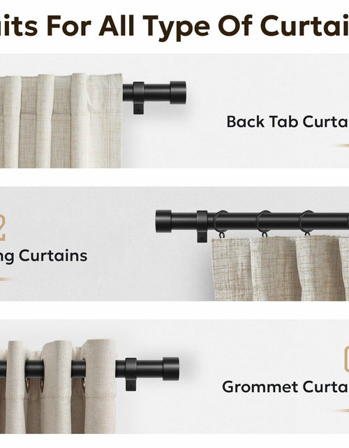 Load image into Gallery viewer, Zeerobee Adjustable Curtain Rod 66-120in Dark Grey Heavy Duty 1 Inch
