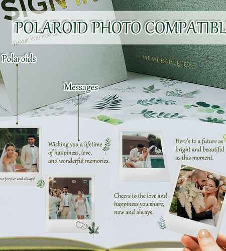 4 in 1 Wedding Guest Book Linen Cover with Pen, Sign Card & Stickers White