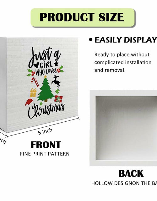 Load image into Gallery viewer, Absnfatu Christmas Wooden Box Sign Just a Girl Who Loves Christmas 5x5 Inch
