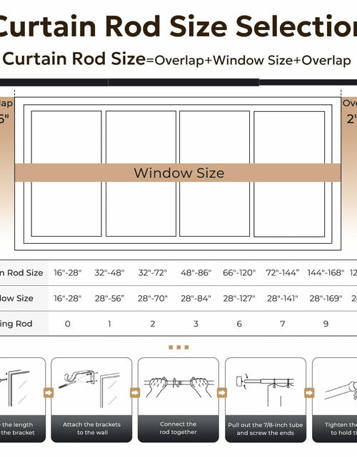 Load image into Gallery viewer, Zeerobee Adjustable Curtain Rod 66-120in Dark Grey Heavy Duty 1 Inch
