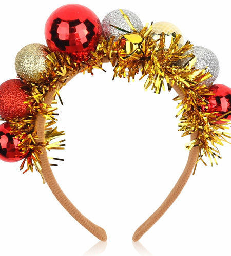 Christmas Gold Sparkly Headband for Women Girls Holiday Party Accessories