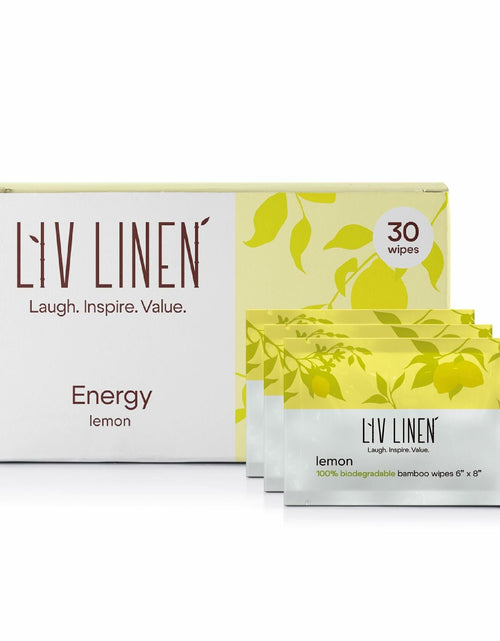 Load image into Gallery viewer, Liv Linen Bamboo Deodorant Wipes Lemon Scent 30 Count
