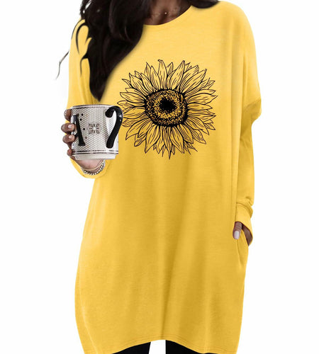 KISSMODA Womens Fall Long Sleeve Tunic Top with Pockets Size M