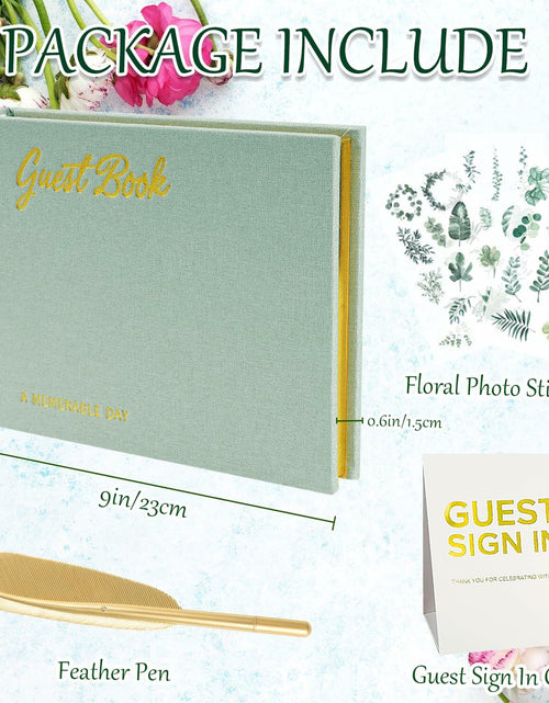 Load image into Gallery viewer, 4 in 1 Wedding Guest Book Linen Cover with Pen, Sign Card &amp; Stickers White
