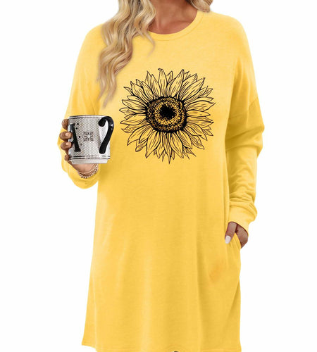 KISSMODA Womens Fall Long Sleeve Tunic Top with Pockets Size M