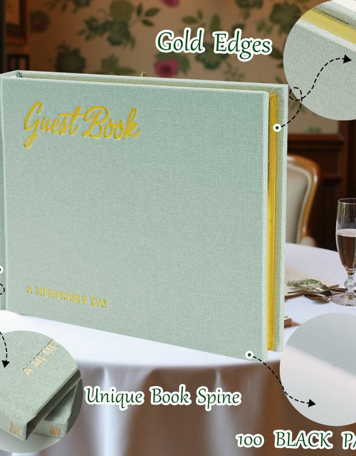 Load image into Gallery viewer, 4 in 1 Wedding Guest Book Linen Cover with Pen, Sign Card &amp; Stickers White
