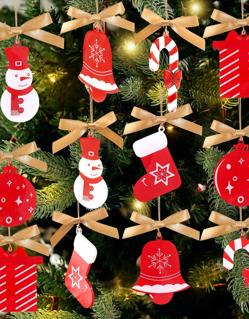 Load image into Gallery viewer, OAOLEER 12 Pack Acrylic Christmas Tree Ornaments Snowman Santa Crafts
