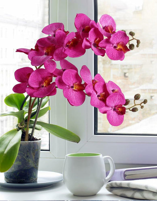 Load image into Gallery viewer, ICBOX 38 Inch Purple Artificial Orchids 6 PCS Faux Velvet Flowers Stem
