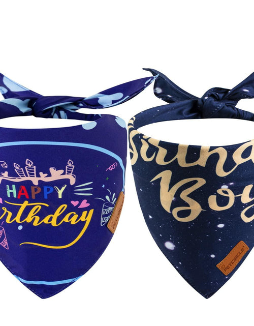 Load image into Gallery viewer, Dog Birthday Party Hats Bandana Double Layer Fabric Large Blue Size L
