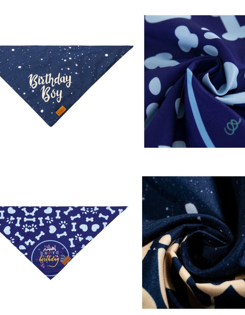 Load image into Gallery viewer, Dog Birthday Party Hats Bandana Double Layer Fabric Large Blue Size L
