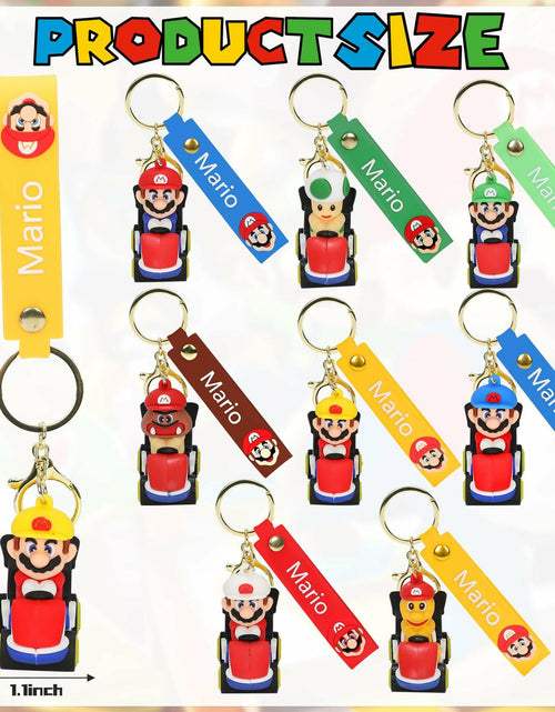 Load image into Gallery viewer, Laghtin Super Bros Keychains 8Pcs Cartoon Movie Character Multicolor
