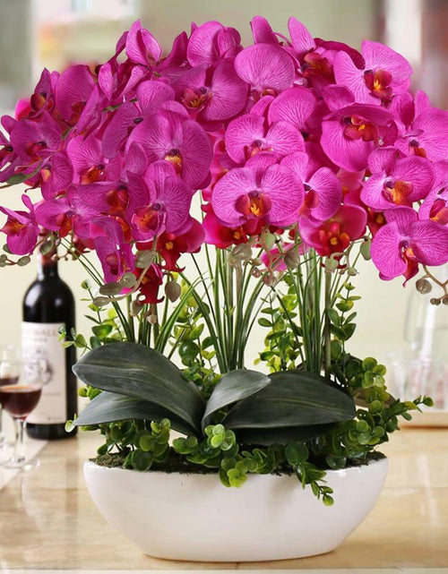 Load image into Gallery viewer, ICBOX 38 Inch Purple Artificial Orchids 6 PCS Faux Velvet Flowers Stem
