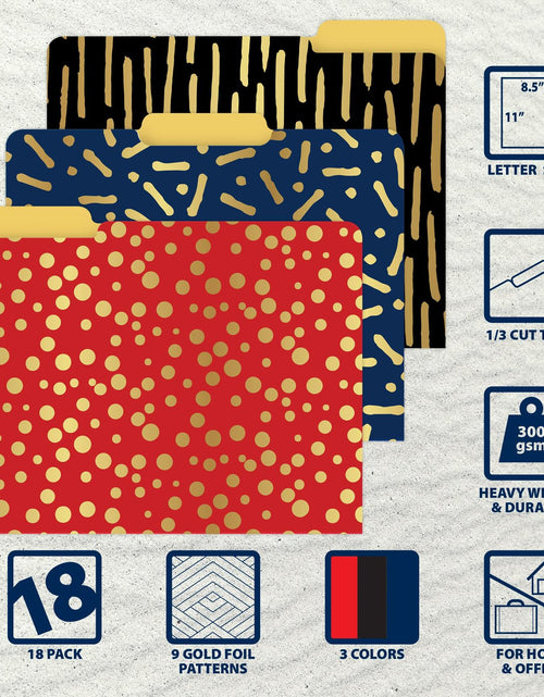 Load image into Gallery viewer, Better Office Decorative File Folders Letter Size 18 Pack Red Black Blue
