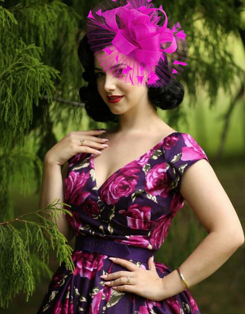 Load image into Gallery viewer, Kidukso Fascinator Hat Women Derby Feather Mesh Headband Rose Red

