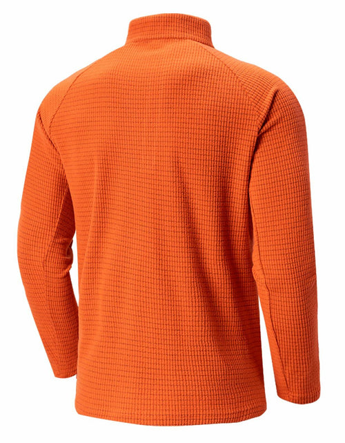 Load image into Gallery viewer, Men's Waffle Quarter Zip Pullover Shirt Mock Neck Sweatshirt Orange Size M
