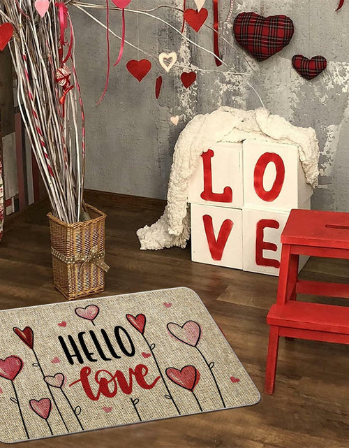 Load image into Gallery viewer, GAGEC Valentines Day Door Mat Hello Love Hearts Decorative 17x27 Inch
