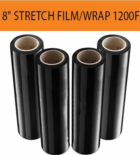 18" Black Stretch Film Wrap 1200ft 500% Stretch Heavy Duty 1 Pack