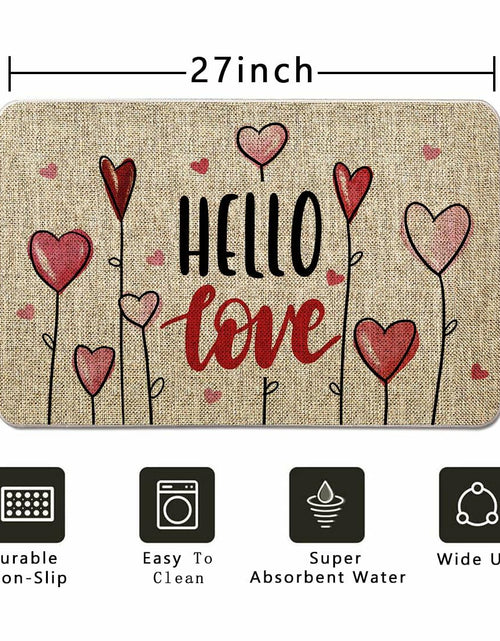 Load image into Gallery viewer, GAGEC Valentines Day Door Mat Hello Love Hearts Decorative 17x27 Inch
