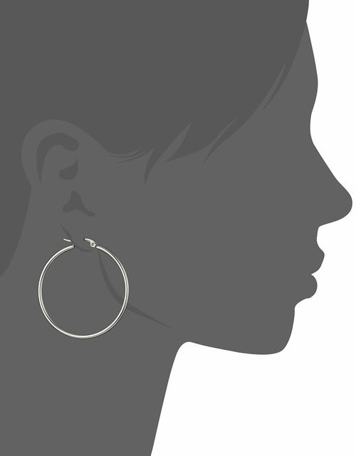 Load image into Gallery viewer, Amazon Essentials Stainless Steel Rounded Tube Hoop Earrings 40mm Silver
