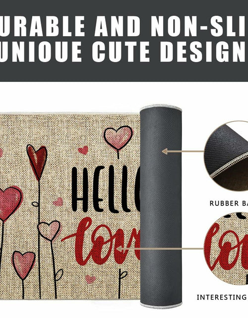 Load image into Gallery viewer, GAGEC Valentines Day Door Mat Hello Love Hearts Decorative 17x27 Inch
