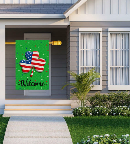 ZAEW St. Patrick's Day Shamrocks Garden Flag 12x18 Inch Green Double Sided