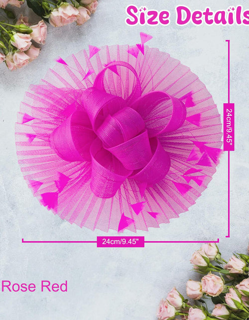 Load image into Gallery viewer, Kidukso Fascinator Hat Women Derby Feather Mesh Headband Rose Red
