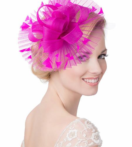 Kidukso Fascinator Hat Women Derby Feather Mesh Headband Rose Red