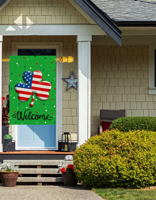 Load image into Gallery viewer, ZAEW St. Patrick's Day Shamrocks Garden Flag 12x18 Inch Green Double Sided
